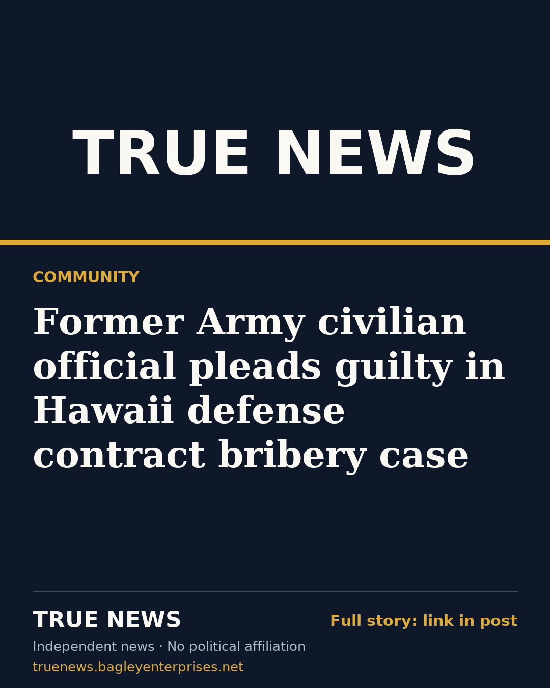 Share card: Former Army civilian official pleads guilty in Hawaii defense contract bribery case