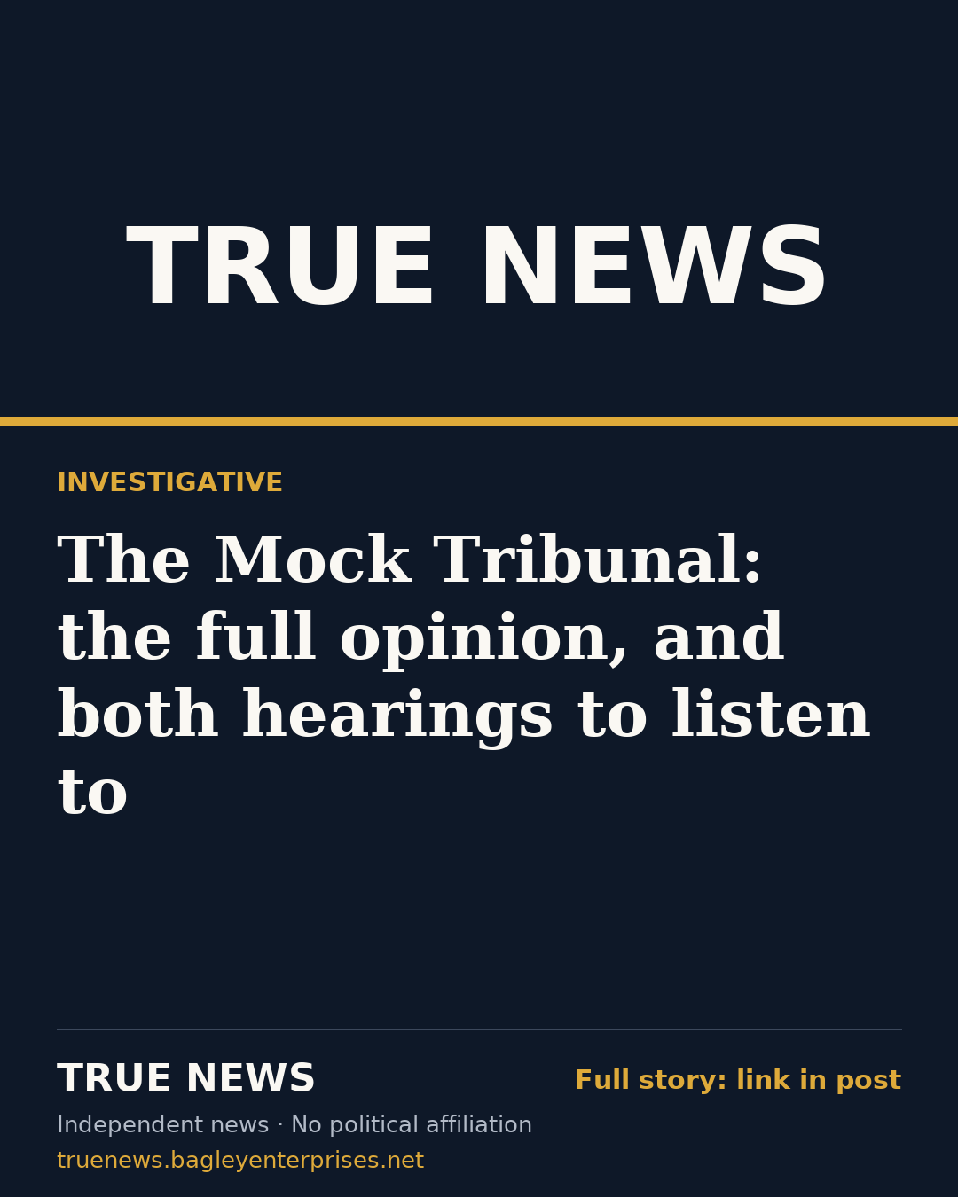 Share card: The Mock Tribunal: the full opinion, and both hearings to listen to