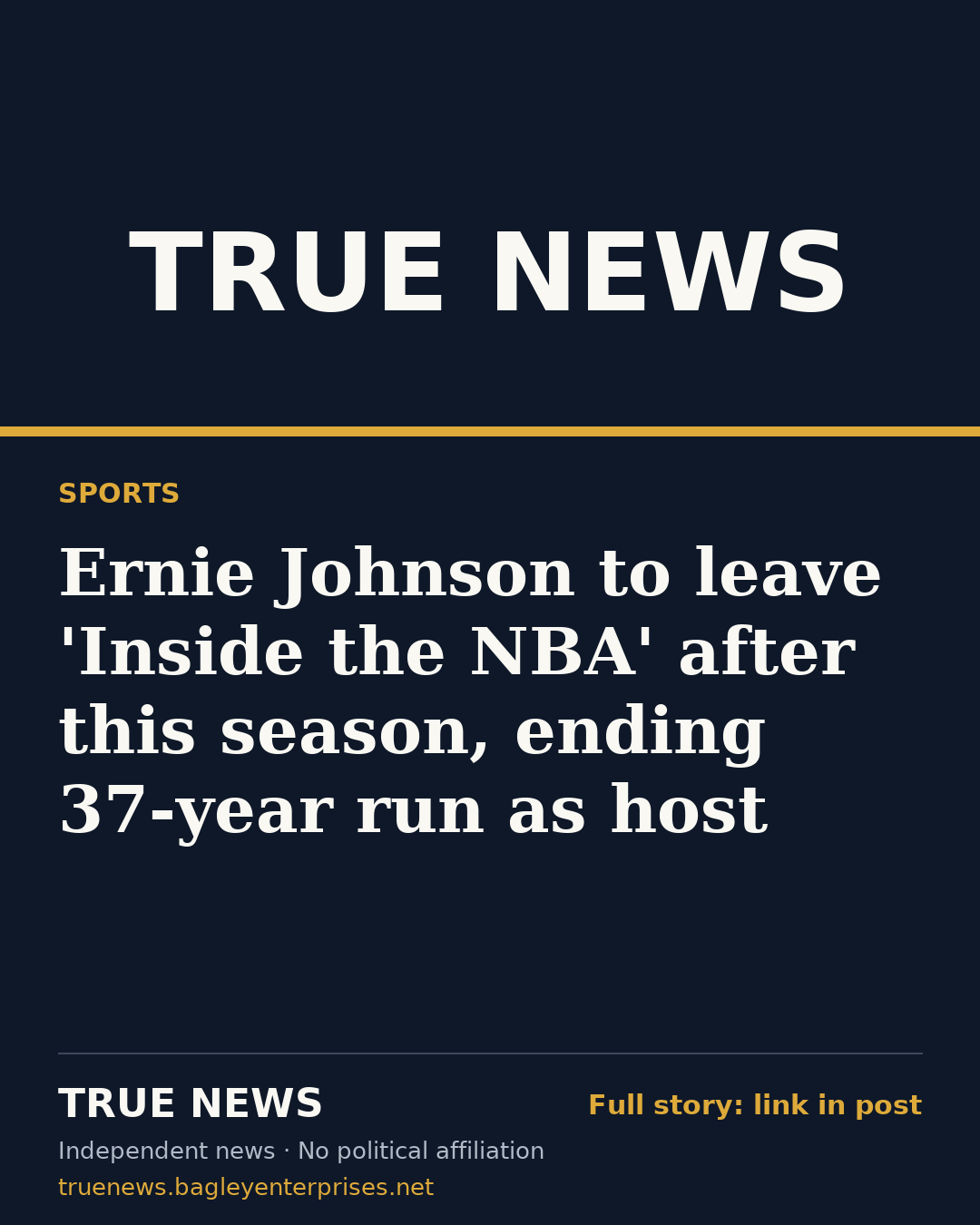 Share card: Ernie Johnson to leave 'Inside the NBA' after this season, ending 37-year run as host