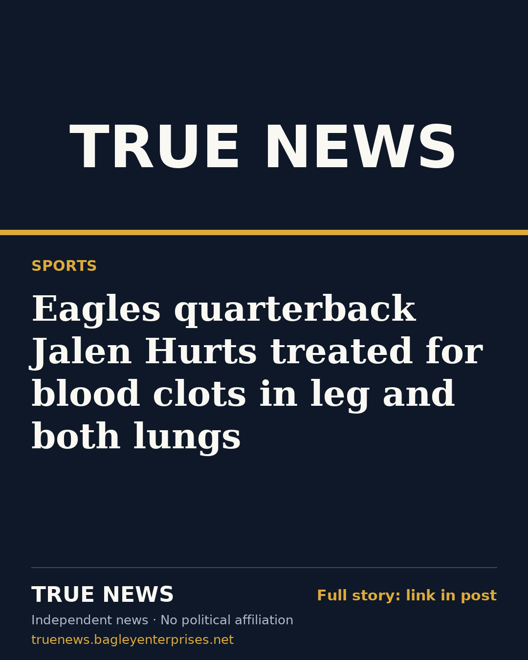 Share card: Eagles quarterback Jalen Hurts treated for blood clots in leg and both lungs
