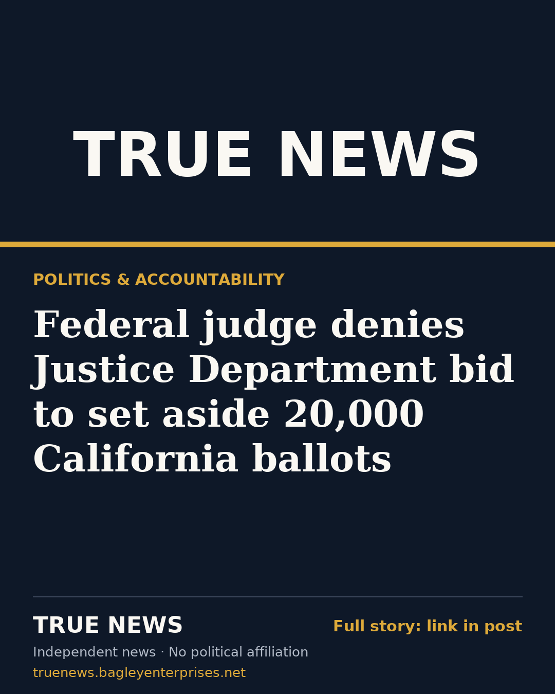 Share card: Federal judge denies Justice Department bid to set aside 20,000 California ballots