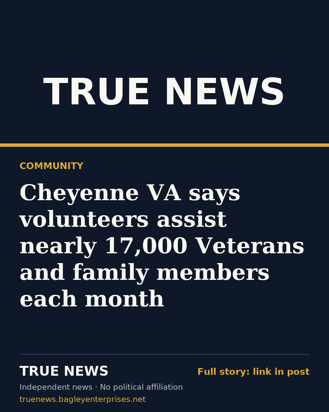 Share card: Cheyenne VA says volunteers assist nearly 17,000 Veterans and family members each month