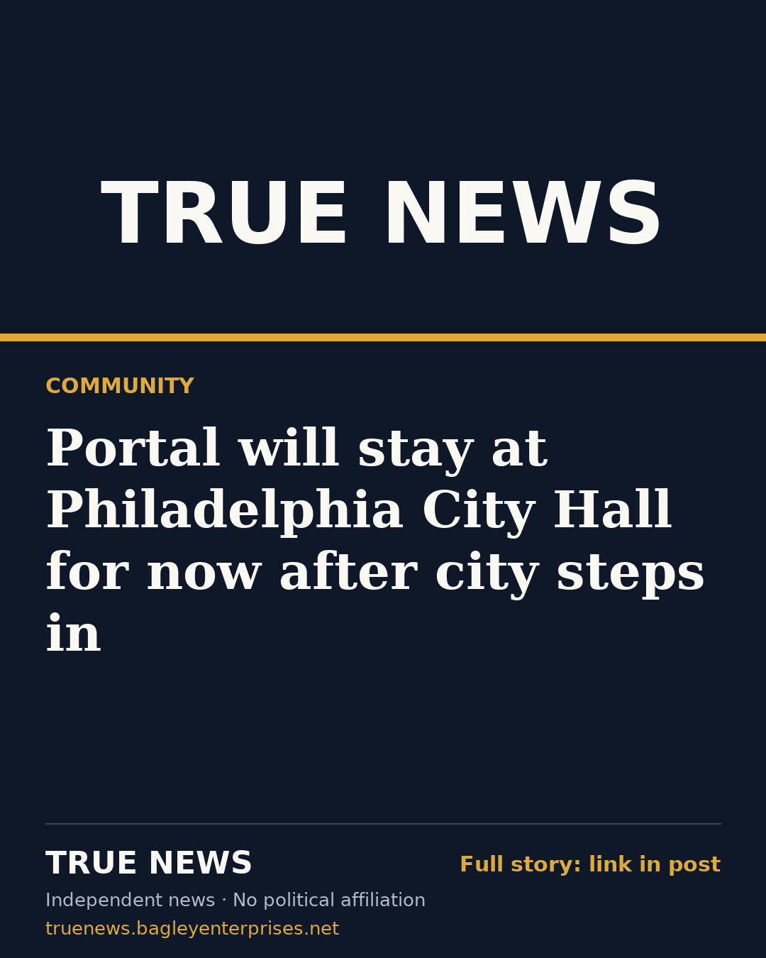 Share card: Portal will stay at Philadelphia City Hall for now after city steps in