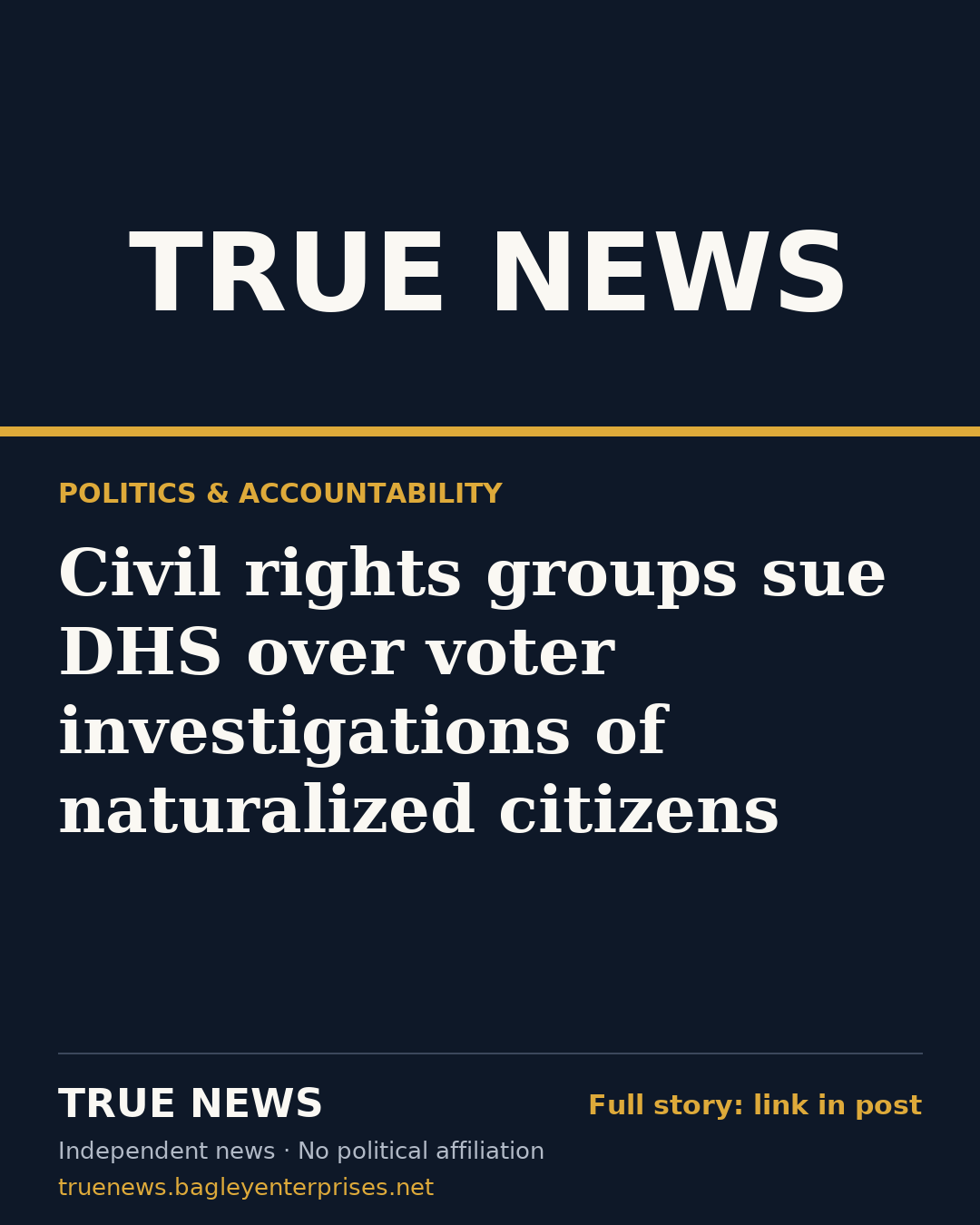 Share card: Civil rights groups sue DHS over voter investigations of naturalized citizens