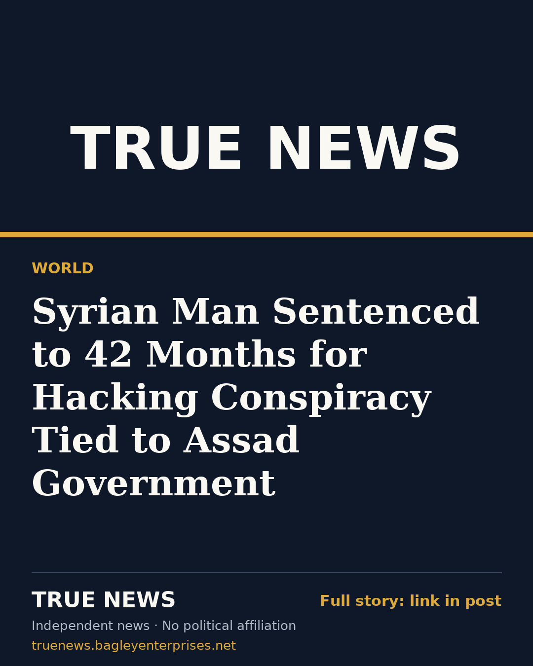 Share card: Syrian Man Sentenced to 42 Months for Hacking Conspiracy Tied to Assad Government