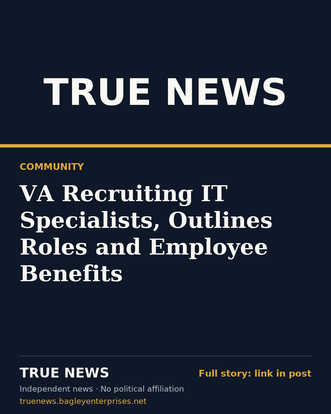 Share card: VA Recruiting IT Specialists, Outlines Roles and Employee Benefits