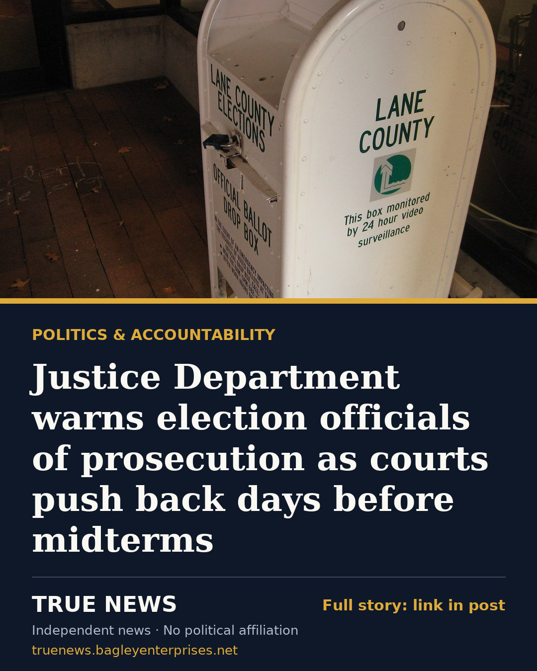 Share card: Justice Department warns election officials of prosecution as courts push back days before midterms