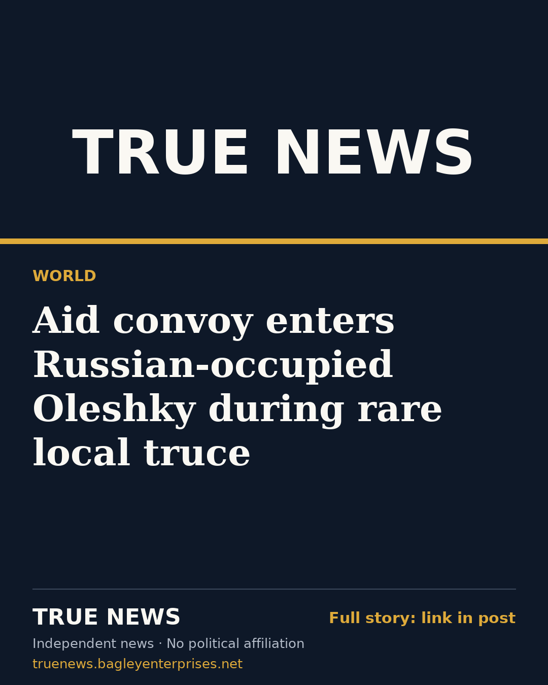 Share card: Aid convoy enters Russian-occupied Oleshky during rare local truce