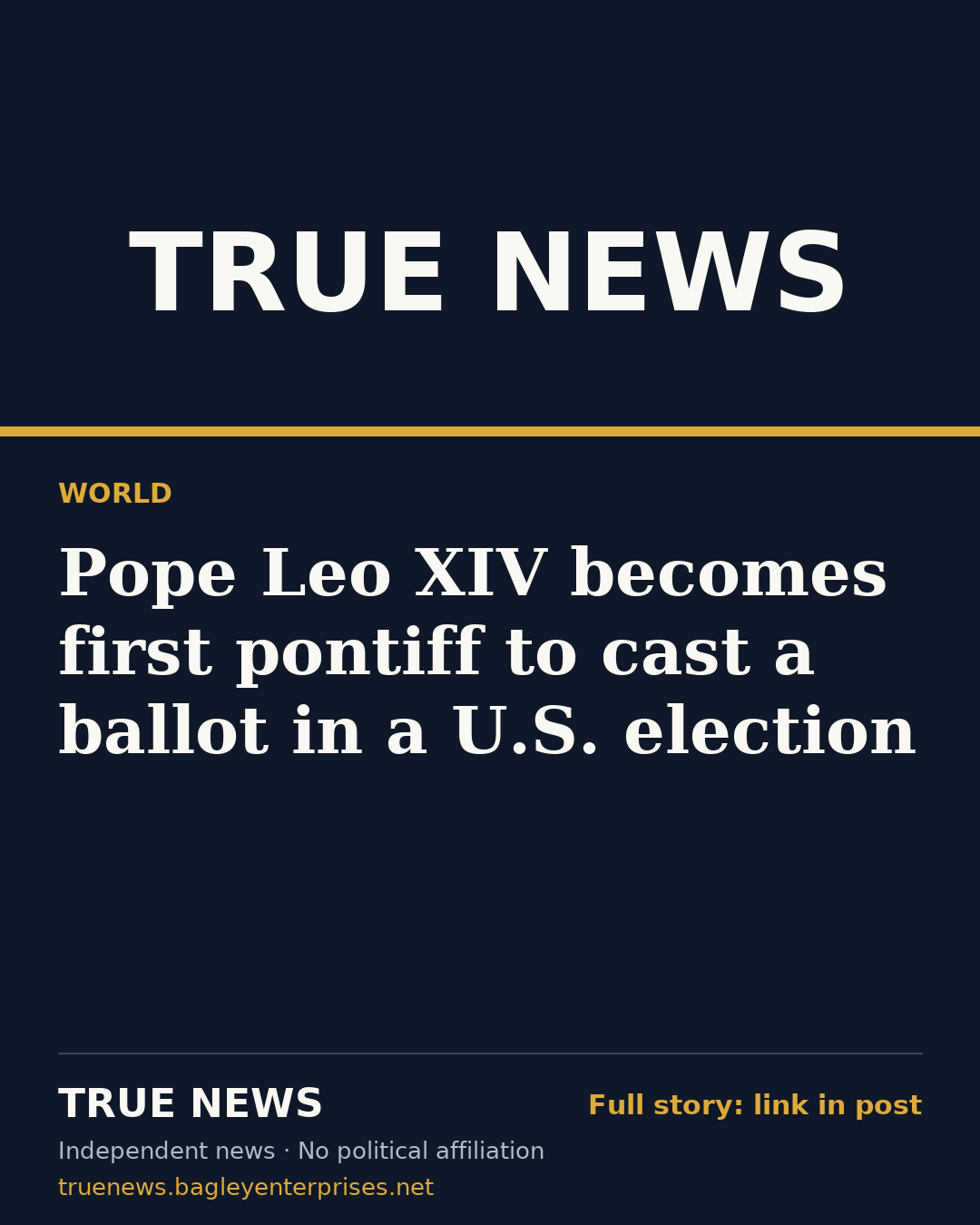 Share card: Pope Leo XIV becomes first pontiff to cast a ballot in a U.S. election