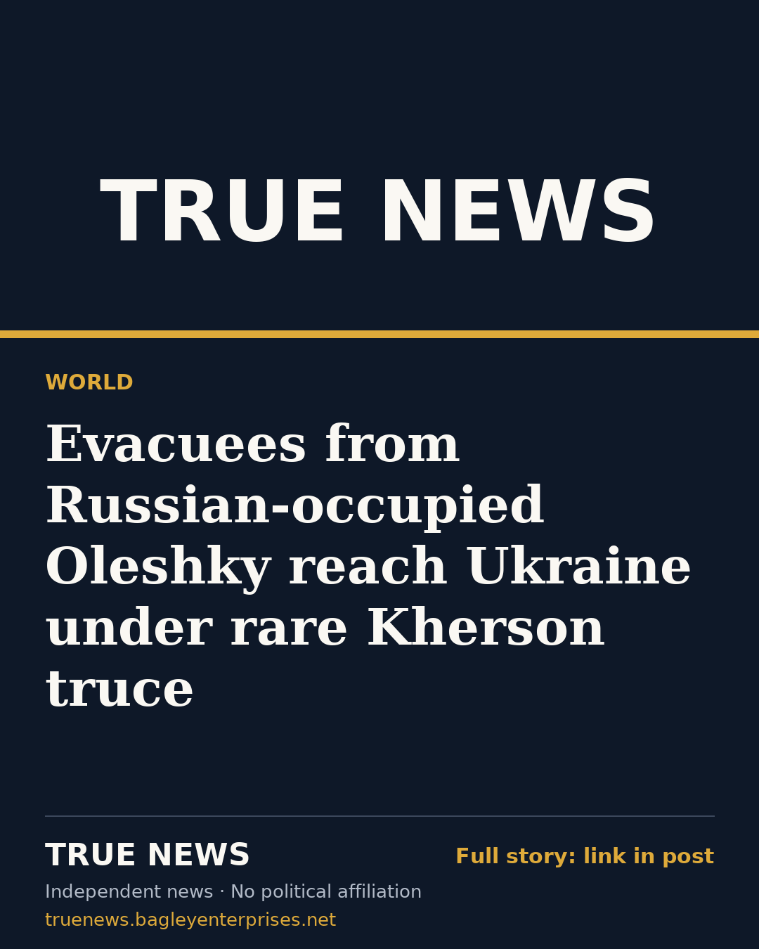 Share card: Evacuees from Russian-occupied Oleshky reach Ukraine under rare Kherson truce