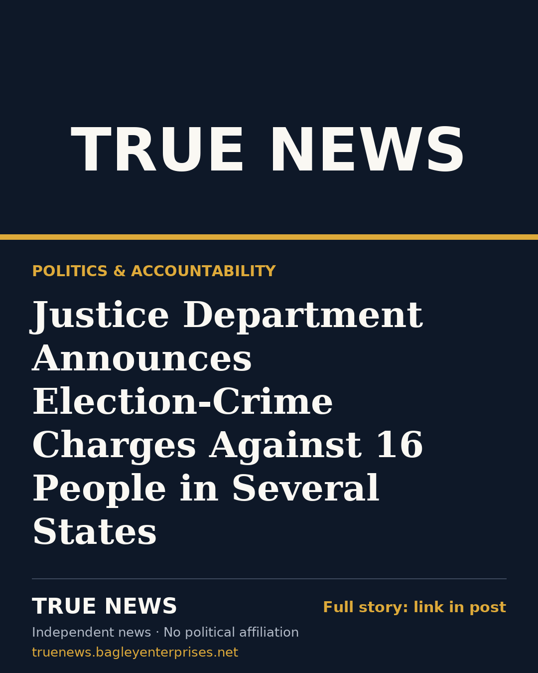 Share card: Justice Department Announces Election-Crime Charges Against 16 People in Several States
