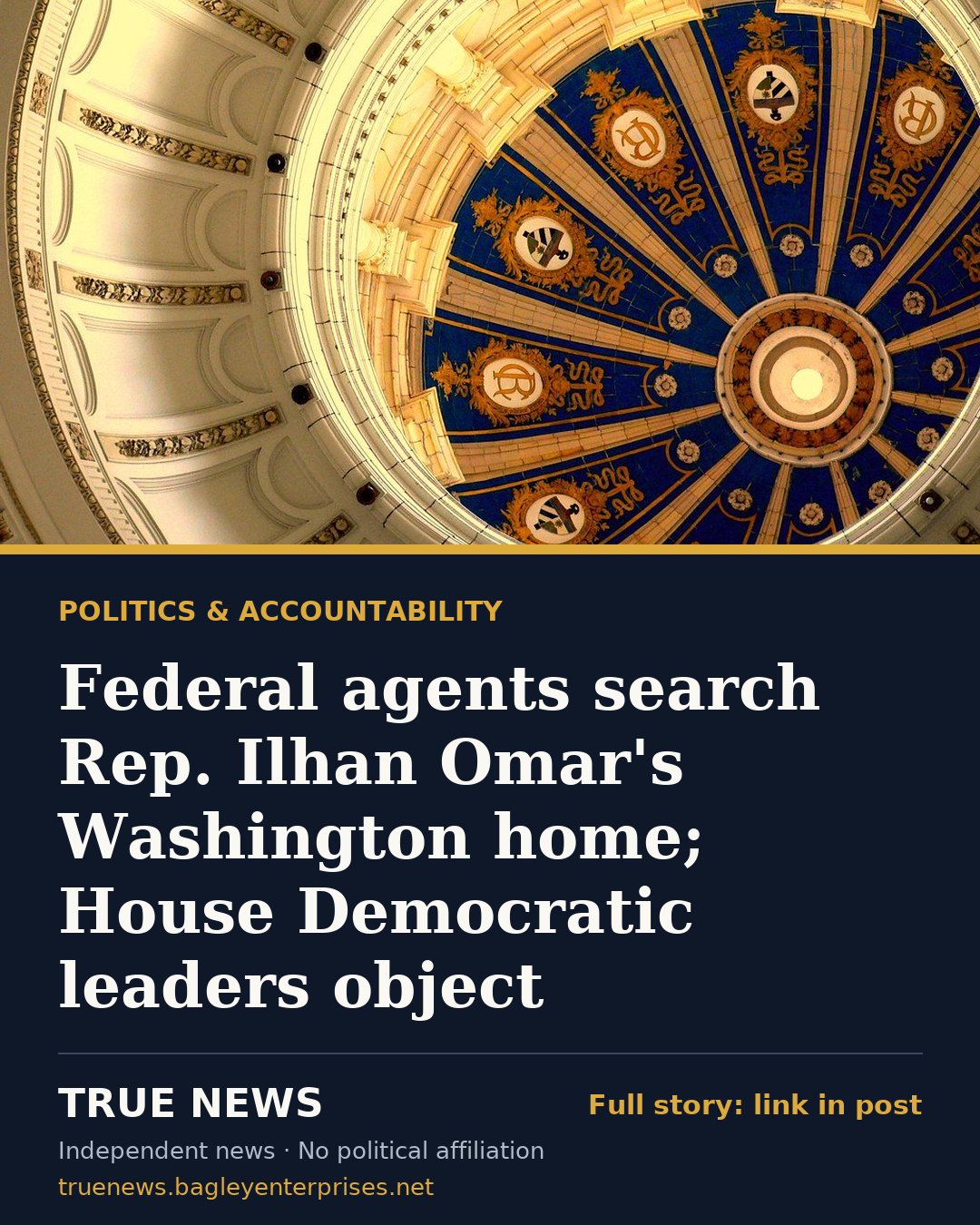 Share card: Federal agents search Rep. Ilhan Omar's Washington home; House Democratic leaders object