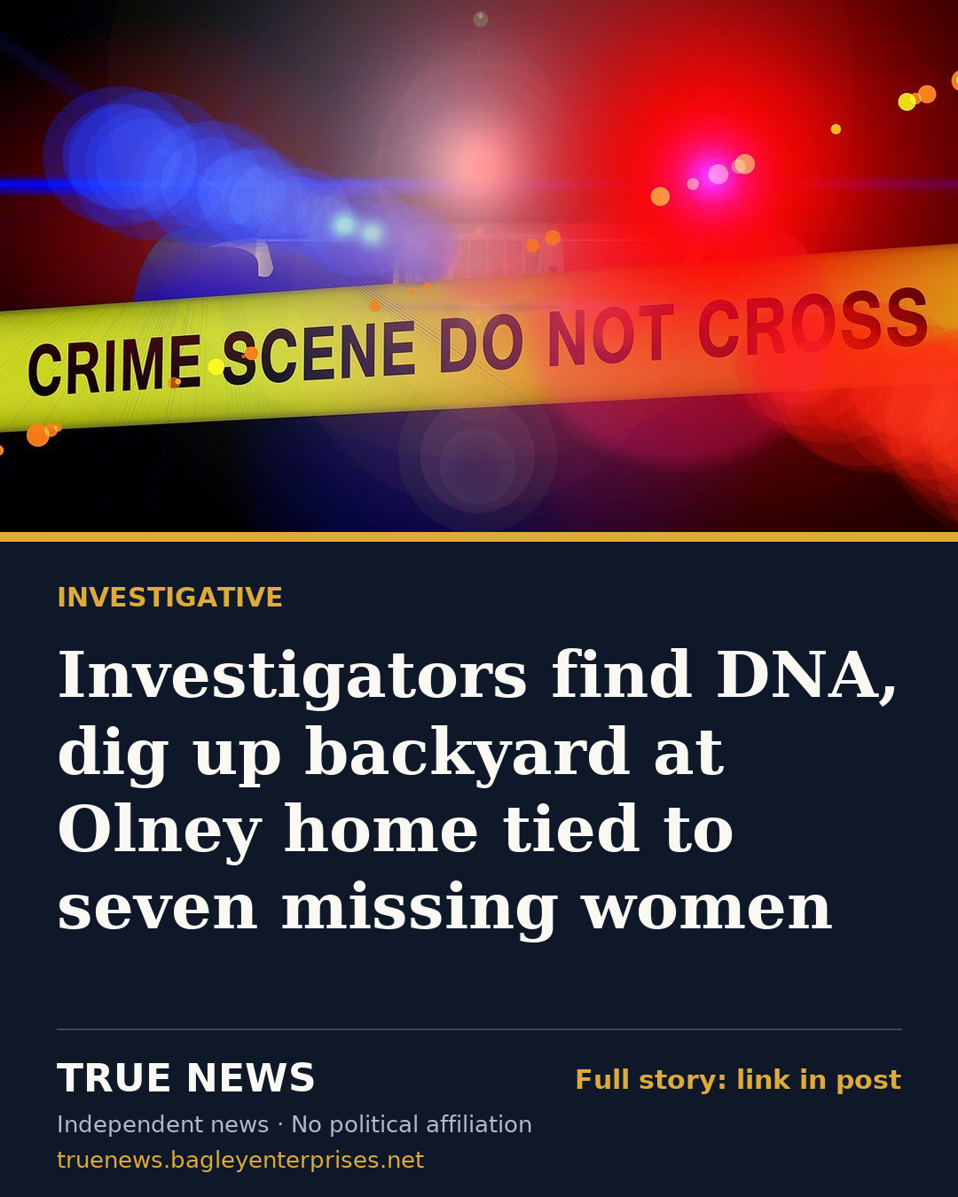 Share card: Investigators find DNA, dig up backyard at Olney home tied to seven missing women